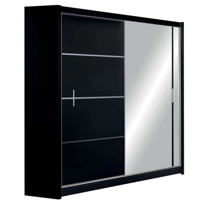 Broadland Sliding Door 180cm Wardrobe with Mirror - Black, White, Sonoma