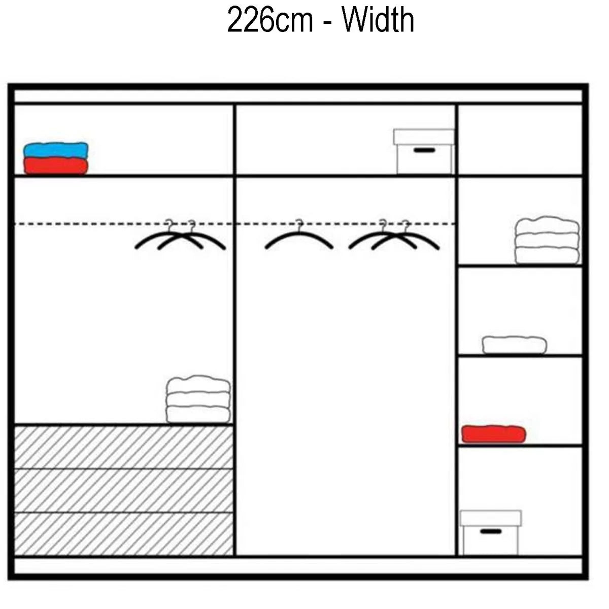 Dublin 2 Sliding Door 226cm Wardrobe White with Black Stripe