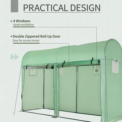 دفيئة زراعة الطماطم من Outsunny مع أبواب مزدوجة و4 نوافذ وغطاء من البولي إيثيلين وإطار فولاذي باللون الأخضر، 3 طول × 1 عرض × 2 ارتفاع (م)