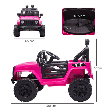 12V Battery-powered 2 Motors Kids Electric Ride On Car Truck Off-road Toy Pink