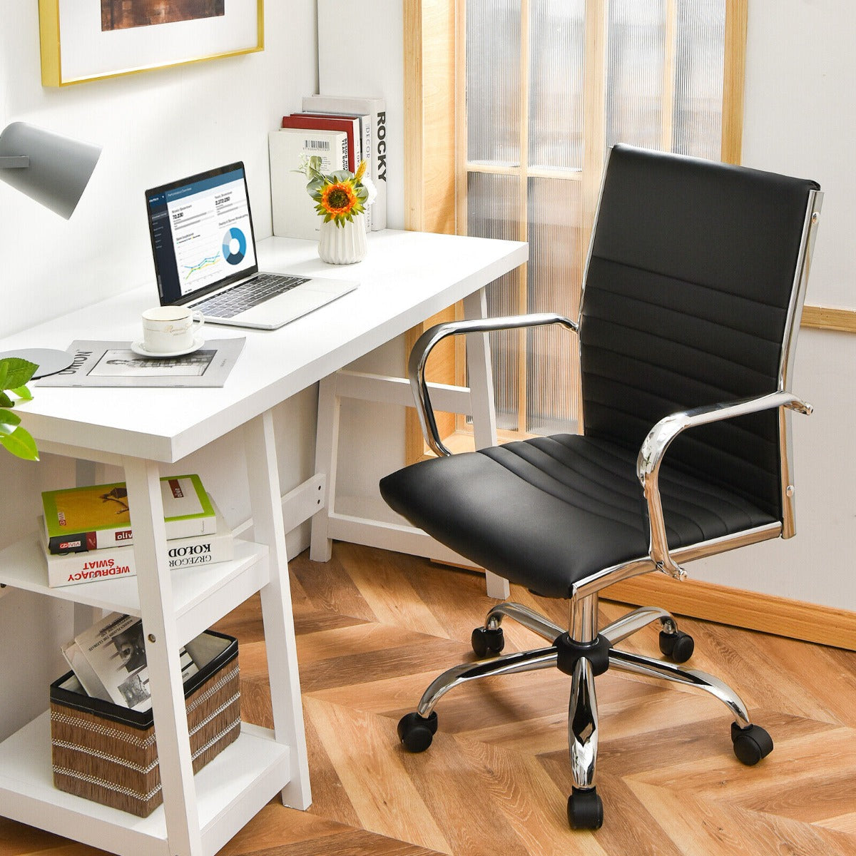 Height Adjustable Rolling High-Back Executive Chair for Home Office