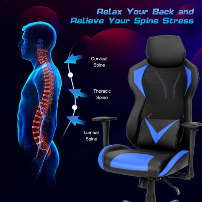 Ergonomic Gaming Chair with Tilting Function-Blue