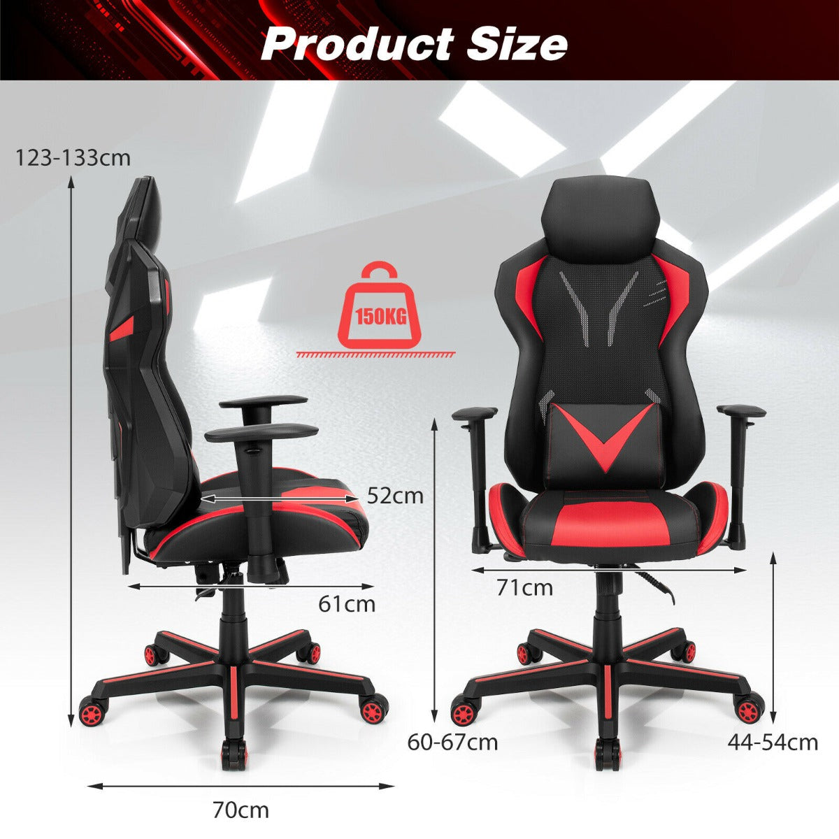 Ergonomic Gaming Chair with Tilting Function-Red