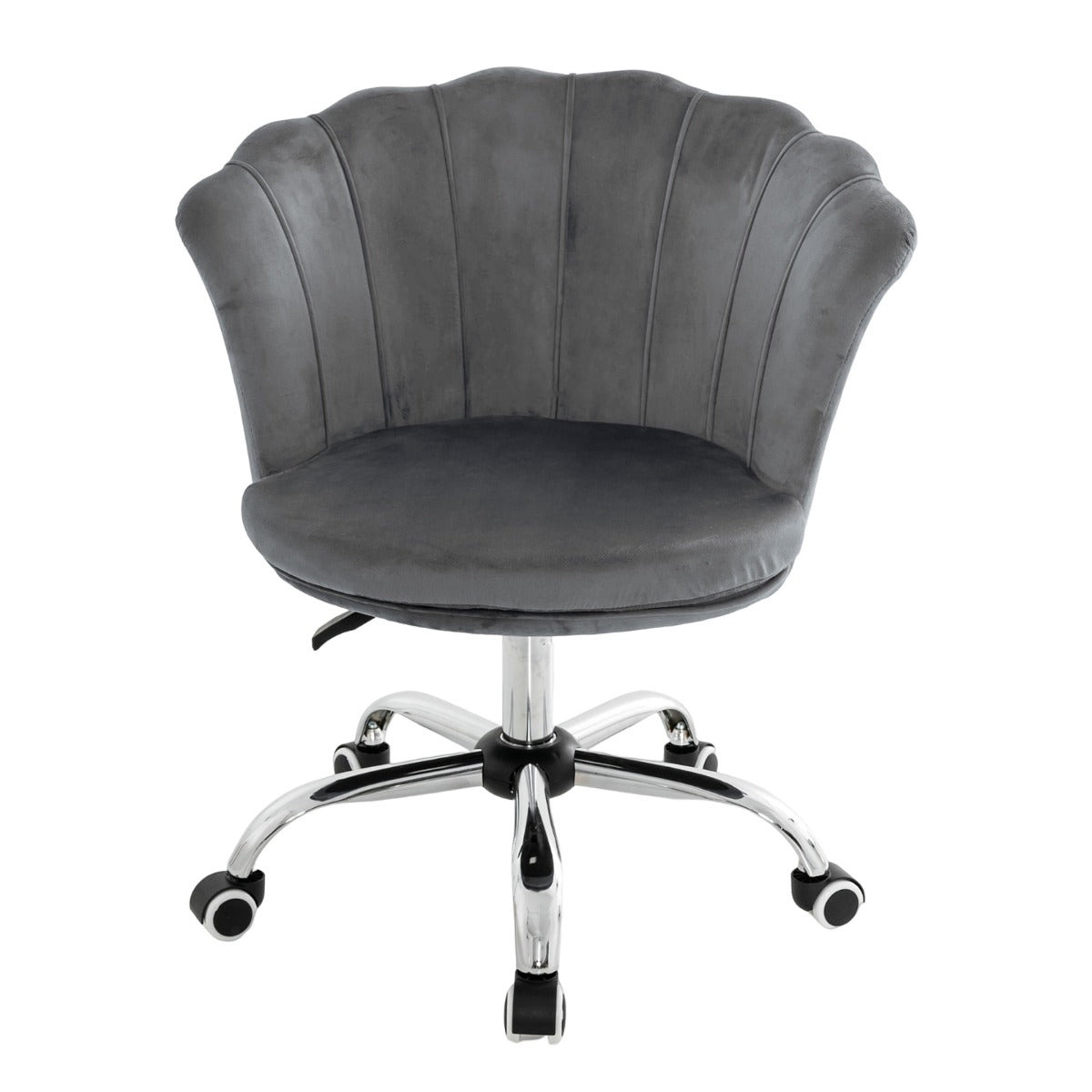 Adjustable Velvet Office Chair with Handle and Universal Wheels - Grey