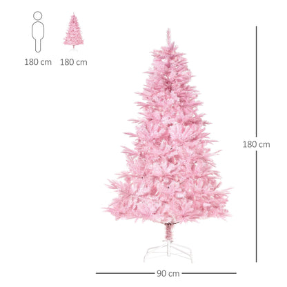 HOMCOM 6FT Artificial Christmas Tree Holiday Xmas Holiday Tree Decoration with Automatic Open for Home Party, Pink