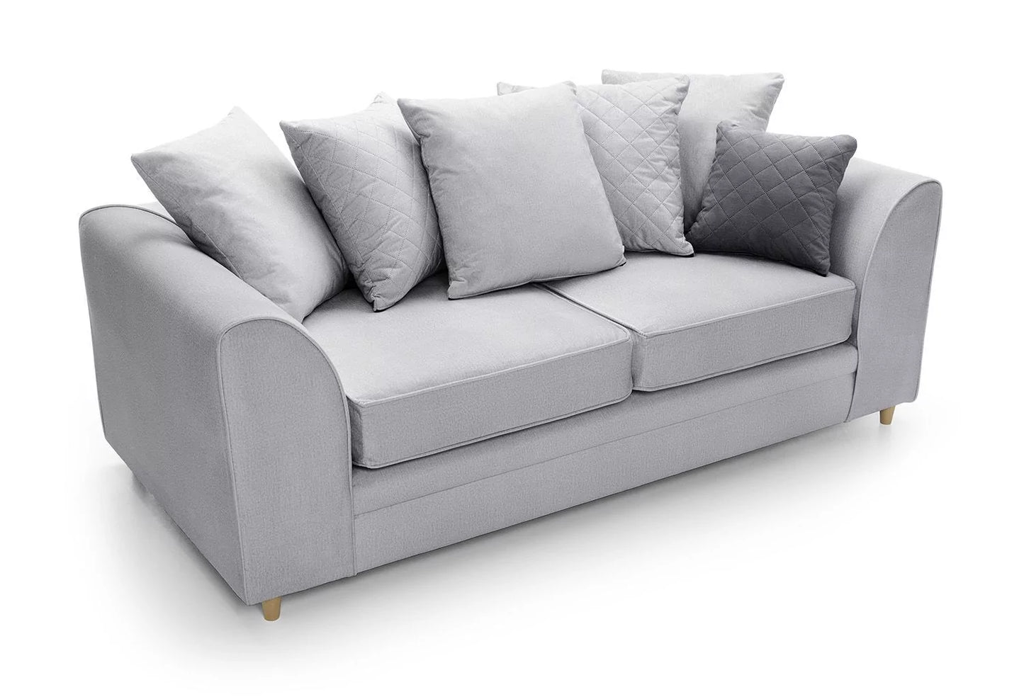 Chic Velvet 3 Seater Sofa - Light Grey