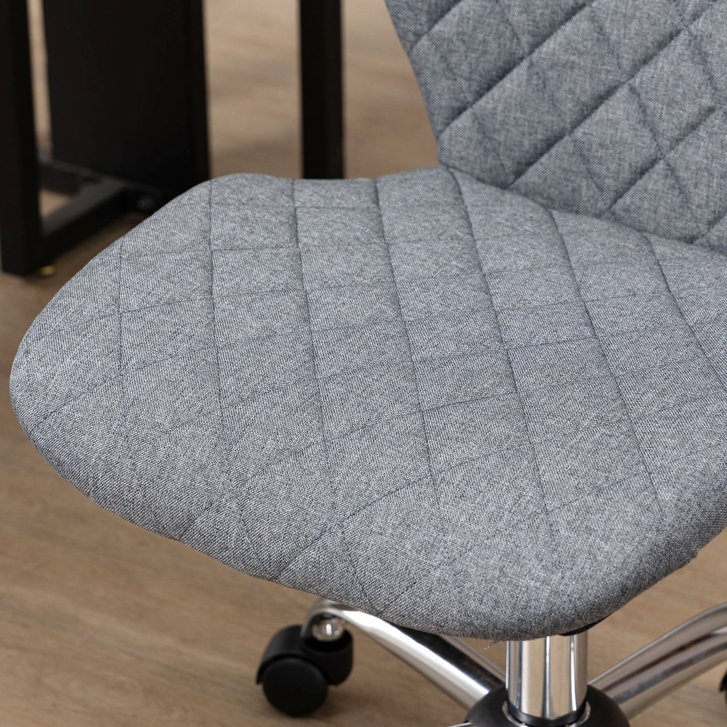 Vinsetto Mid Back Swivel Chair w/360Â° Swivel Height, thick sponge padded, Adjustable Home Office Linen Fabric Grey