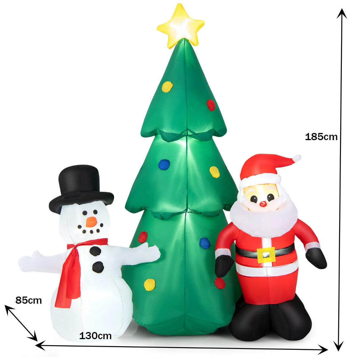 185cm Christmas Inflatables with Giant Santa Claus Snowman and Xmas Tree