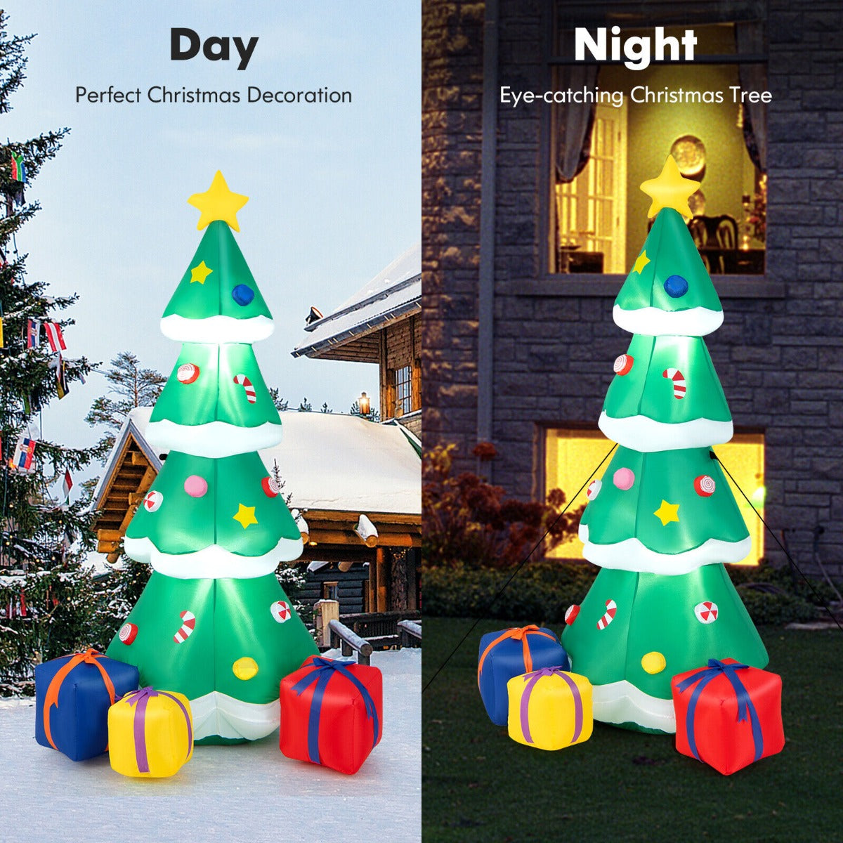 180cm Inflatable Christmas Tree Tall Blow up X-mas Tree with LED Lights