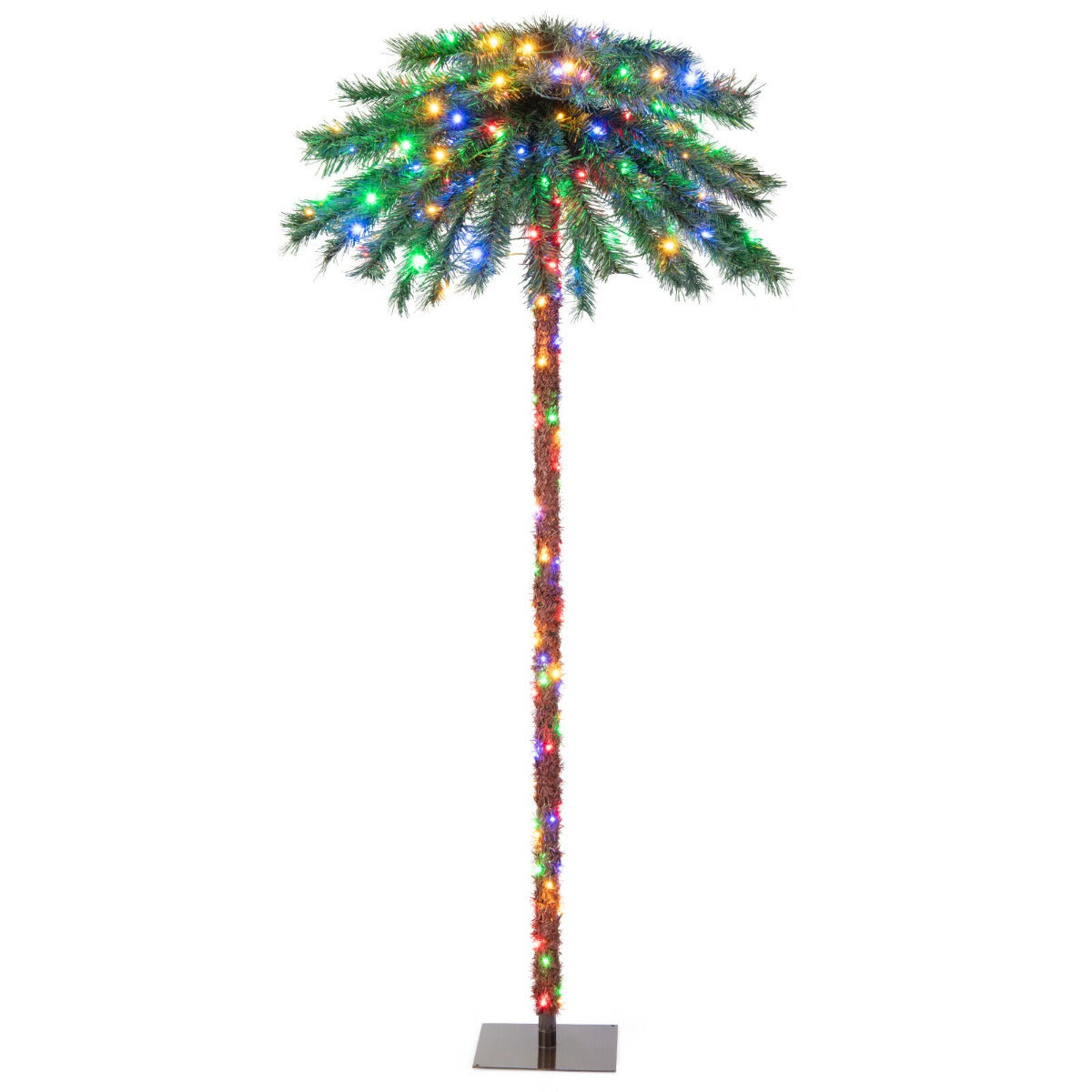 6 Feet Pre-Lit Artificial Christmas Palm Tree with LED Lights