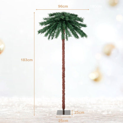 6 Feet Pre-Lit Artificial Christmas Palm Tree with LED Lights