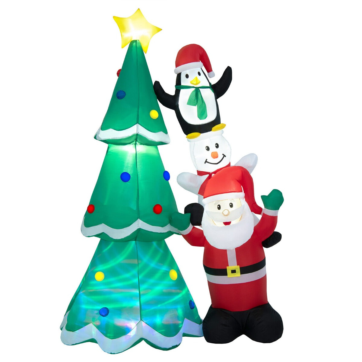 8.7 Feet Inflatable Christmas Tree with Santa Claus Snowman and Penguin