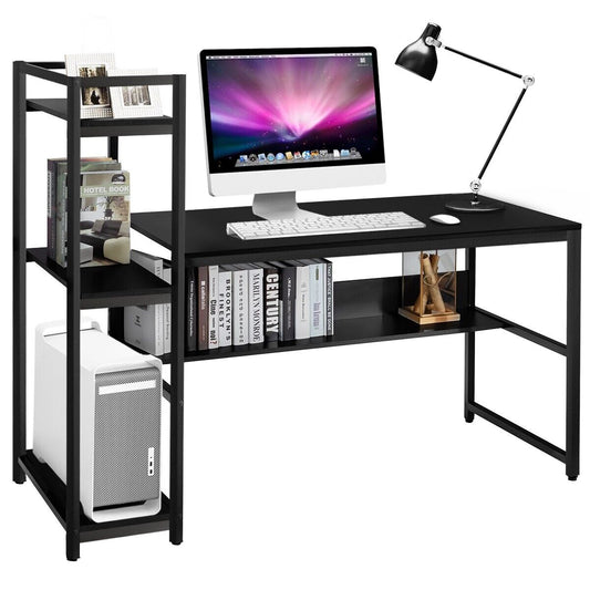 2-in-1 Workstation Computer Desk with 4 Tier Storage Shelves
