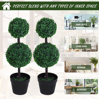 Outsunny Set of 2 Artificial Topiary Trees, with Pot (67cm)