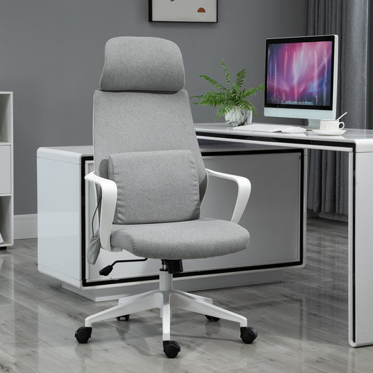 Office Swivel Chair Lumbar Massage Armchair with Adjustable seat & headrest height-Grey