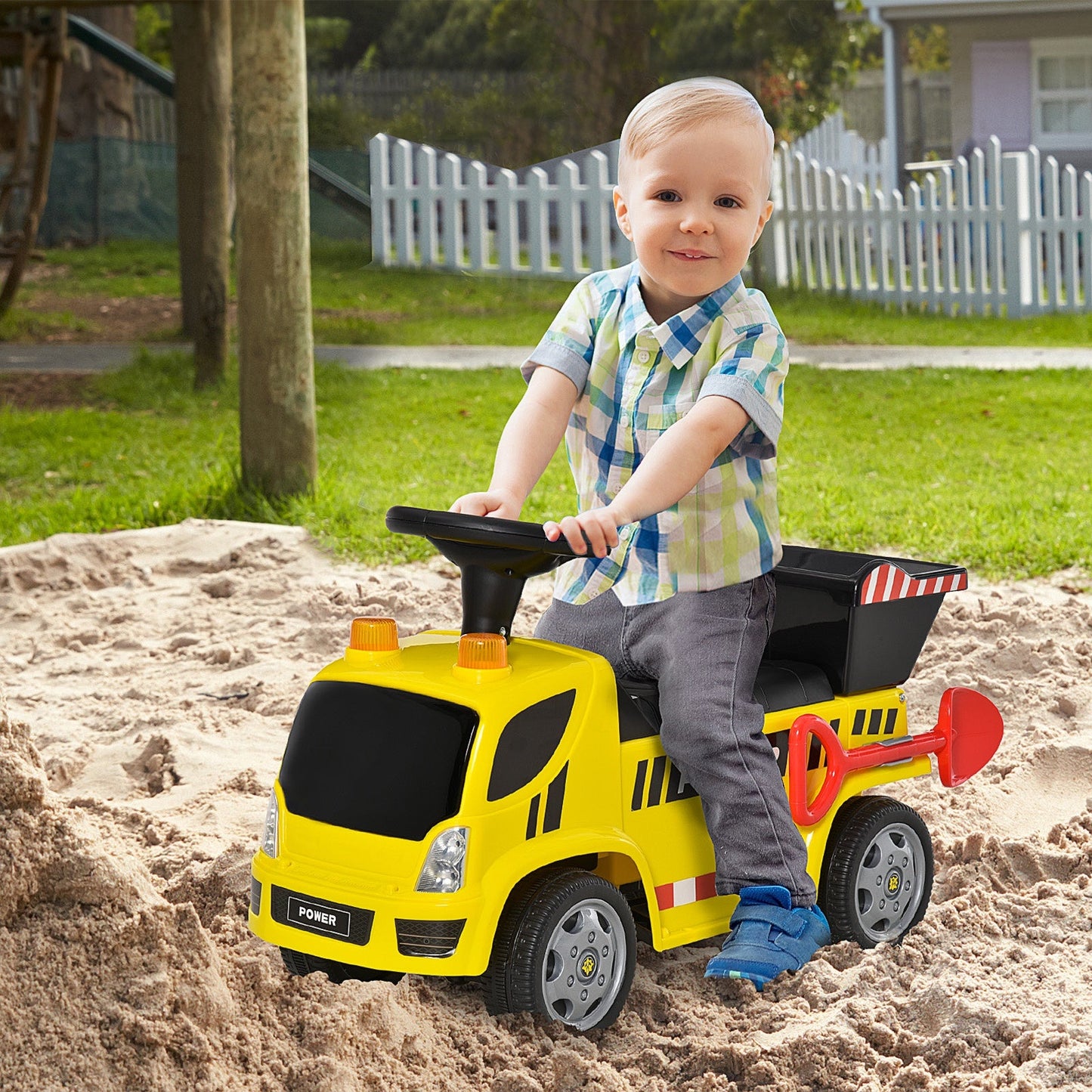 Ride On Car Kids Truck Storage w/ Tipping Bucket for 18 - 36 Months Yellow