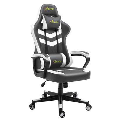 Vinsetto Racing Gaming Chair w/ Lumbar Support, Headrest, Gamer Office Chair, Grey White