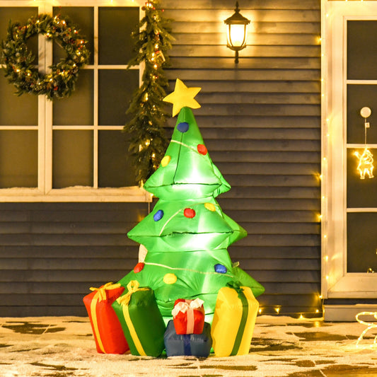 Inflatable Christmas Tree Decoration with LED lights, Polyester Fabric-Green 5ft