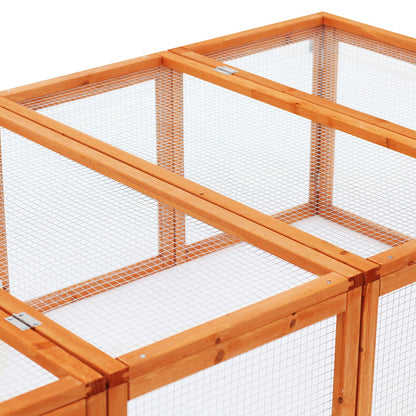 Pawhut Wooden Rabbit Hutch Outdoor, Guinea Pig Hutch, Bunny Cage with Wire Mesh Safety Rabbit Run and Play Space 181 x 100 x 48 cm