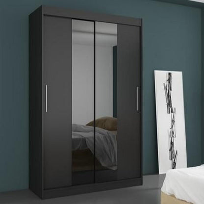 Darko 2-Door Mirrored Sliding Wardrobe 180cm - Black, Brown or Sonoma Oak