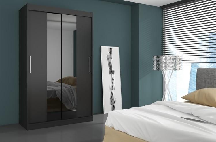 Darko 2-Door Mirrored Sliding Wardrobe 180cm - Black, Brown or Sonoma Oak