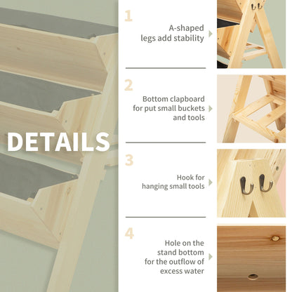 Outsunny 3 Tier Raised Beds for Garden, Wooden Planter Boxes with Clapboard and Hooks, 142L, 120 x 68 x 80cm