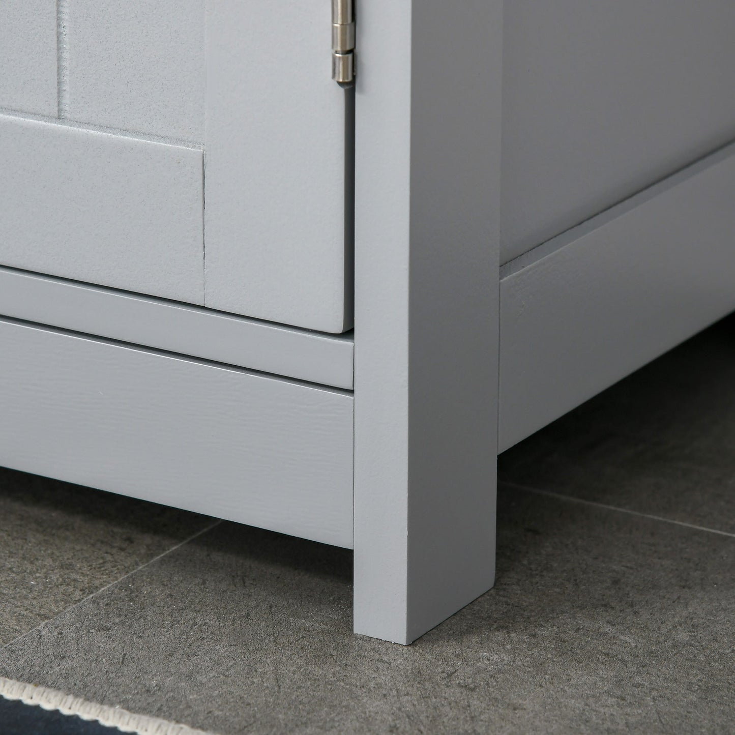 kleankin 60x60cm Under-Sink Storage Cabinet w/ Adjustable Shelf Handles Drain Hole Bathroom Cabinet Space Saver Organizer Grey Handle