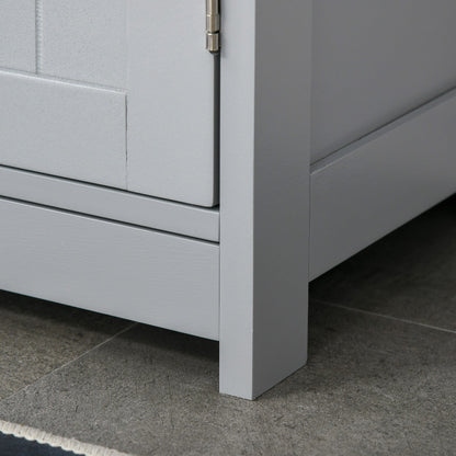 kleankin 60x60cm Under-Sink Storage Cabinet w/ Adjustable Shelf Handles Drain Hole Bathroom Cabinet Space Saver Organizer Grey Handle
