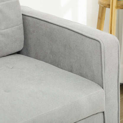 HOMCOM 2 Seater Storage Sofa Modern Loveseat w/ Wood Legs Back Buttons Comfortable Padding Home Office, Light Grey