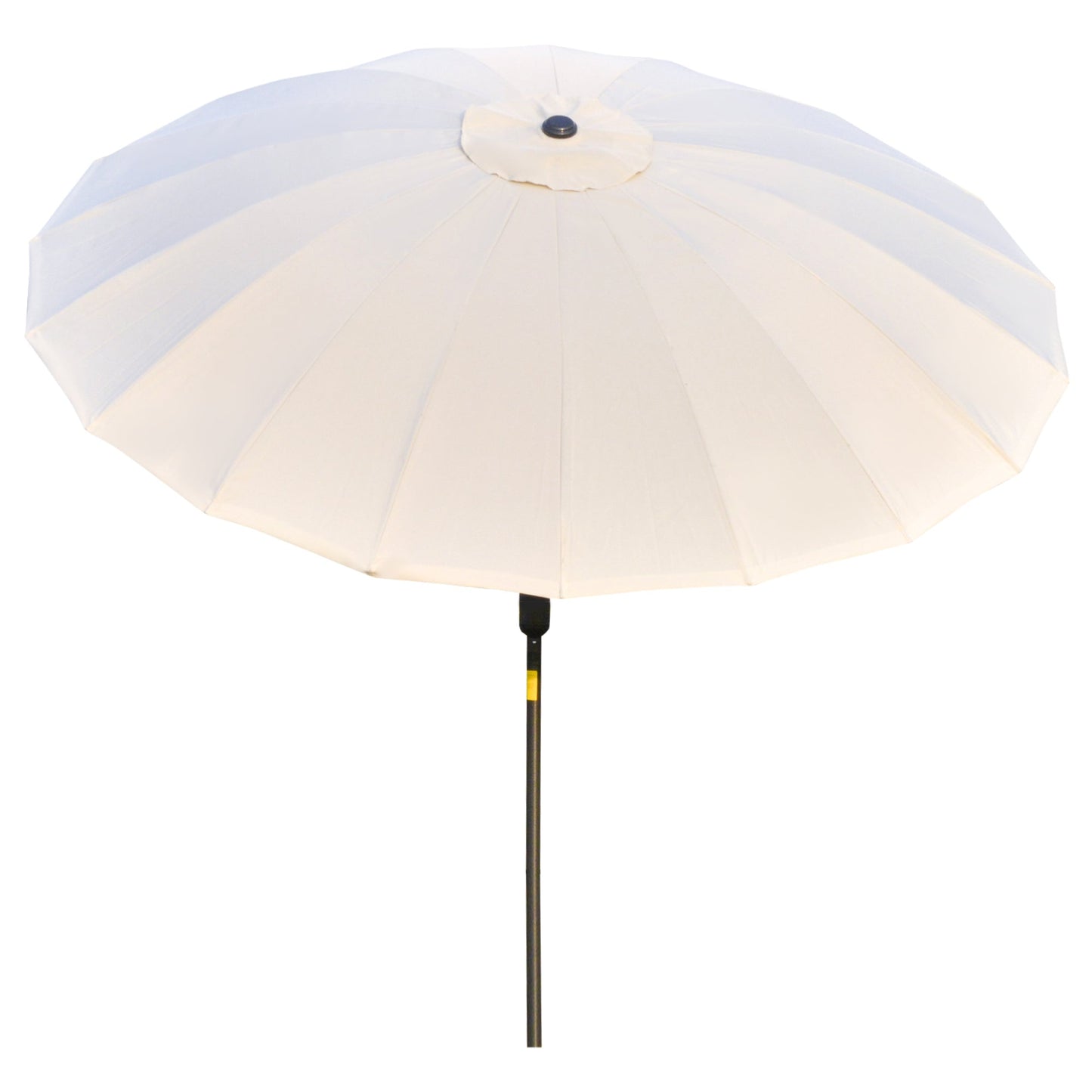Ф255cm Patio Parasol Umbrella Outdoor Market Table Parasol with Push Button Tilt Crank and 18 Sturdy Ribs for Garden Lawn Backyard Pool Crema White Adjustable Angle Detachable Structure