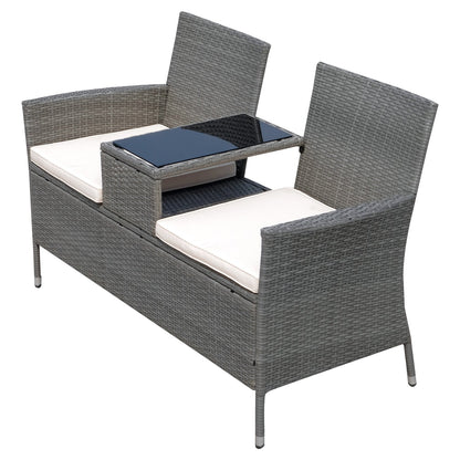 Outsunny 2-Seater Rattan Loveseat, 63Dx133Wx84H cm-Grey