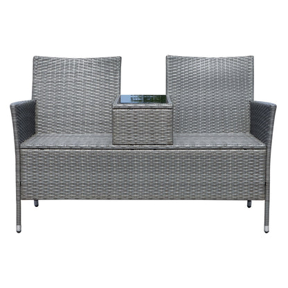 Outsunny 2-Seater Rattan Loveseat, 63Dx133Wx84H cm-Grey