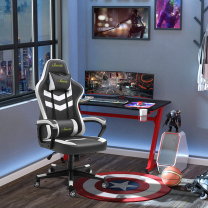 Vinsetto Racing Gaming Chair w/ Lumbar Support, Headrest, Gamer Office Chair, Grey White