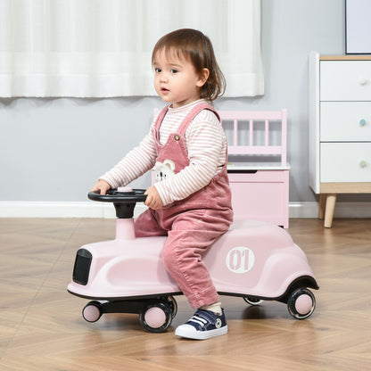 Wiggle Car Ride On Toy w/LED Flashing Wheels for 2-6 Years Old Pink