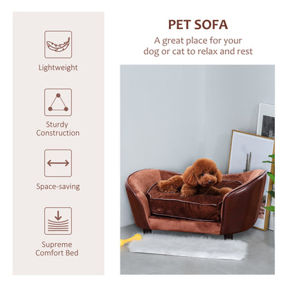 أريكة PawHut Pet Sofa للكلاب مع وسادة للقطط والكلاب الصغيرة - بني