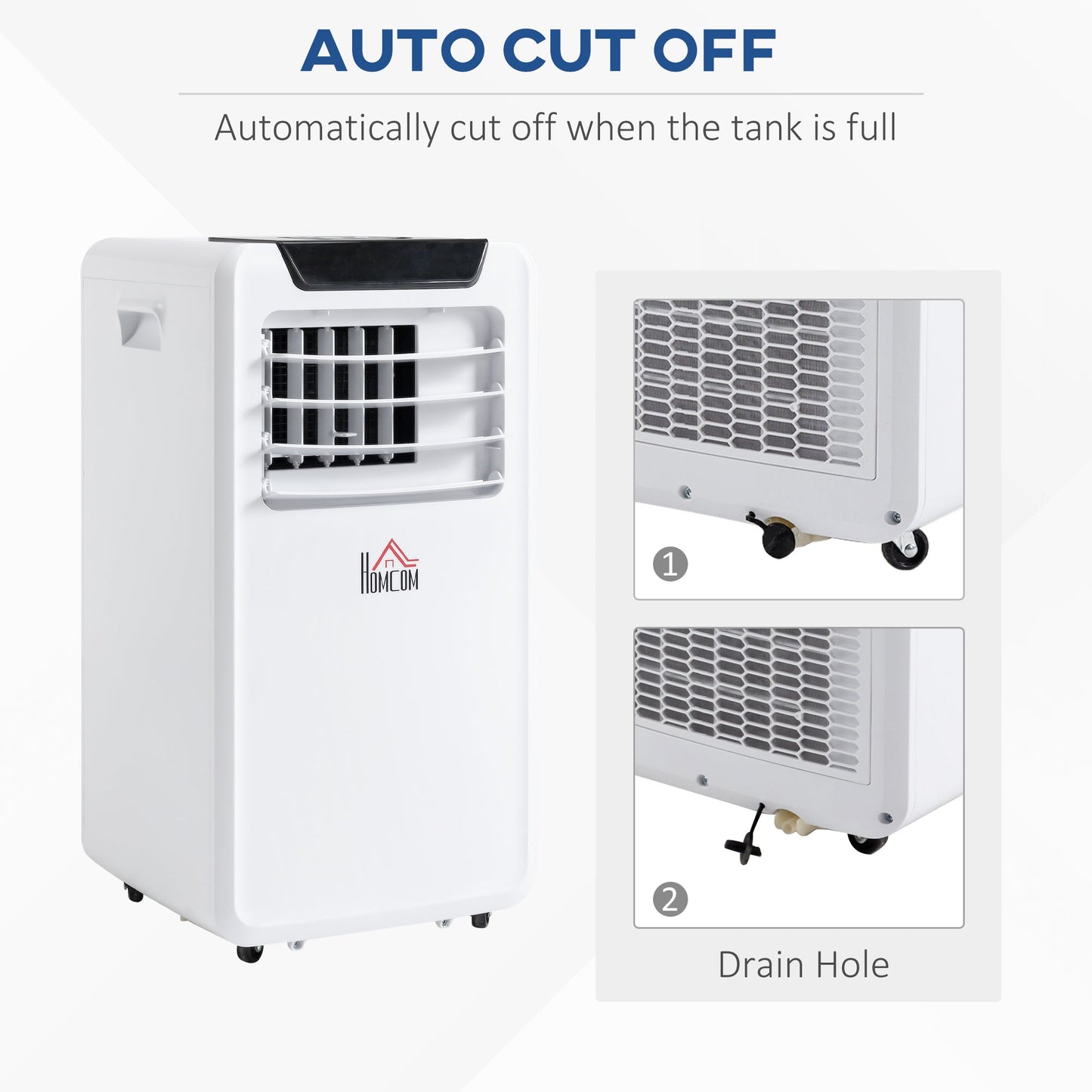 10000BTU Portable Air Conditioner, Cooling Dehumidifying Ventilating with Remote Control & LED Display - White