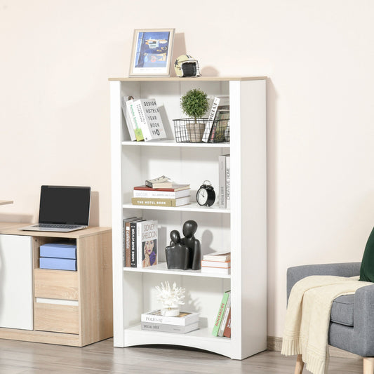 Freestanding 4-Tier Storage Unit Bookshelf Cupboard Cabinet Home Office White
