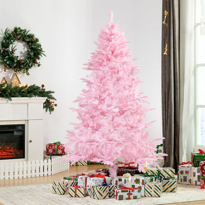 HOMCOM 6FT Artificial Christmas Tree Holiday Xmas Holiday Tree Decoration with Automatic Open for Home Party, Pink