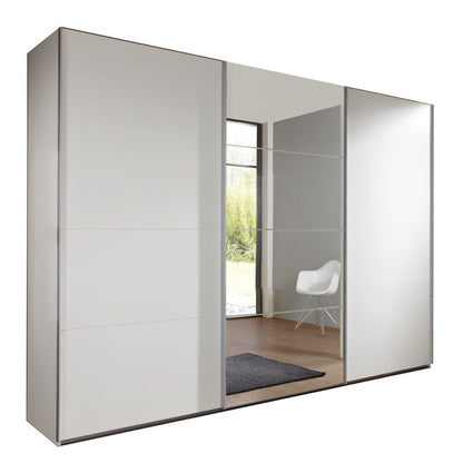 Erasmus 3 Door Mirrored Sliding Wardrobe - White