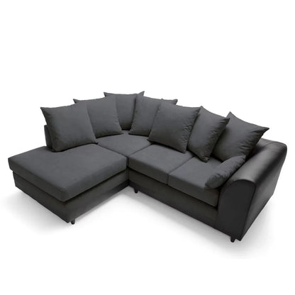 Linacre Corner Sofa - Left Arm Black and Charcoal