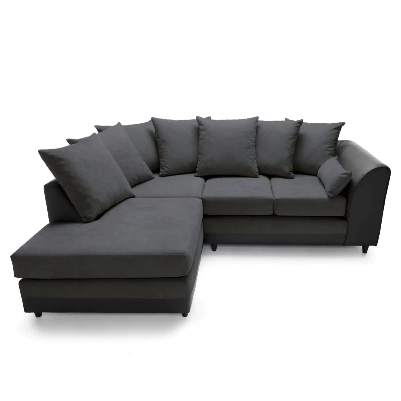 Linacre Corner Sofa - Left Arm Black and Charcoal