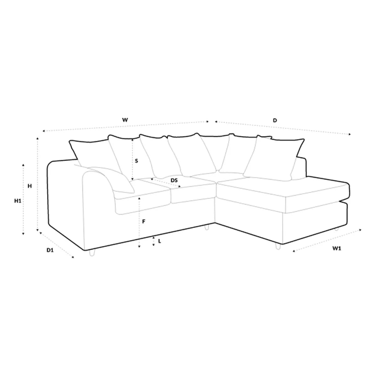 Linacre Corner Sofa - Left Arm Black and Charcoal