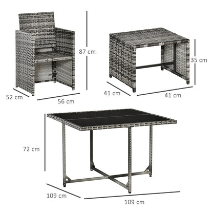 Outsunny Rattan Furniture Set Wicker Weave Patio Dining Table Seat