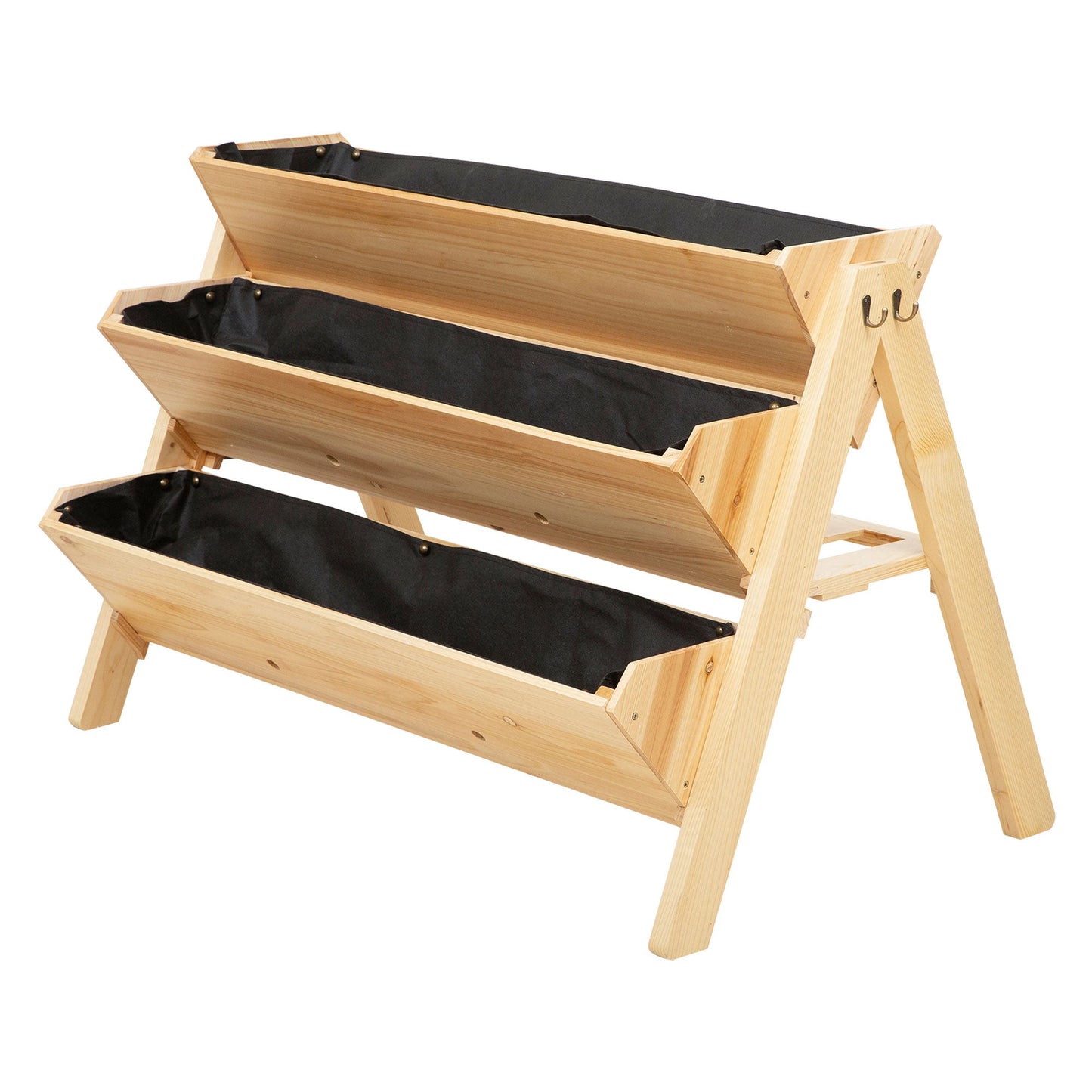 Outsunny 3 Tier Raised Beds for Garden, Wooden Planter Boxes with Clapboard and Hooks, 142L, 120 x 68 x 80cm