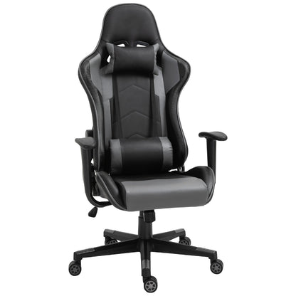 Vinsetto High Back Gaming Chair, PU Leather with Head Pillow and Lumbar Support - Black