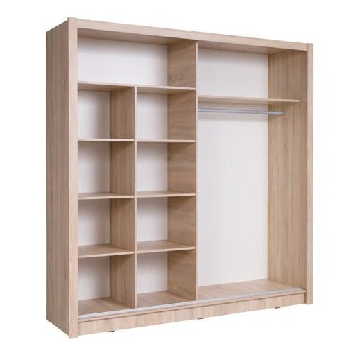 Luzern Sliding Door 203cm Mirror Wardrobe - Oak Sonoma