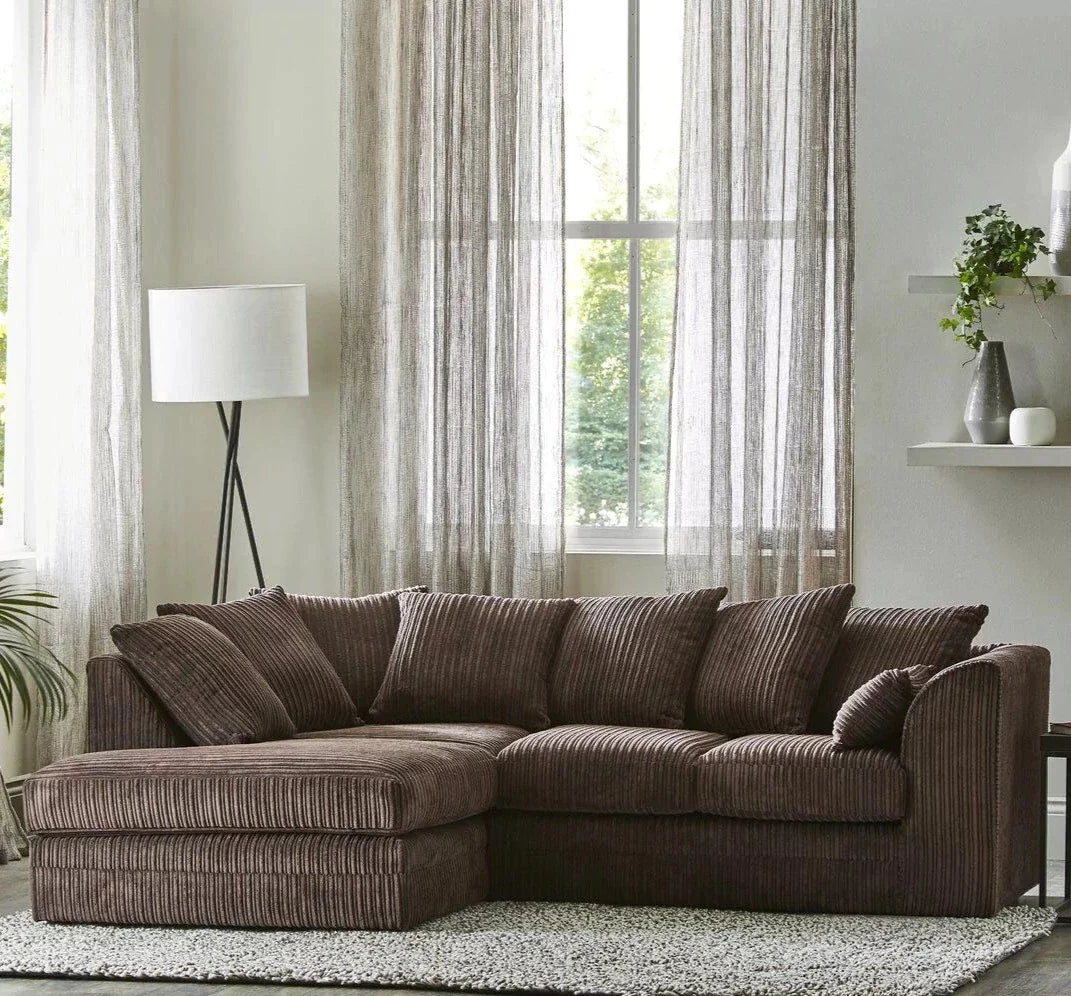 Mona Jumbo Cord Grey Corner Sofa