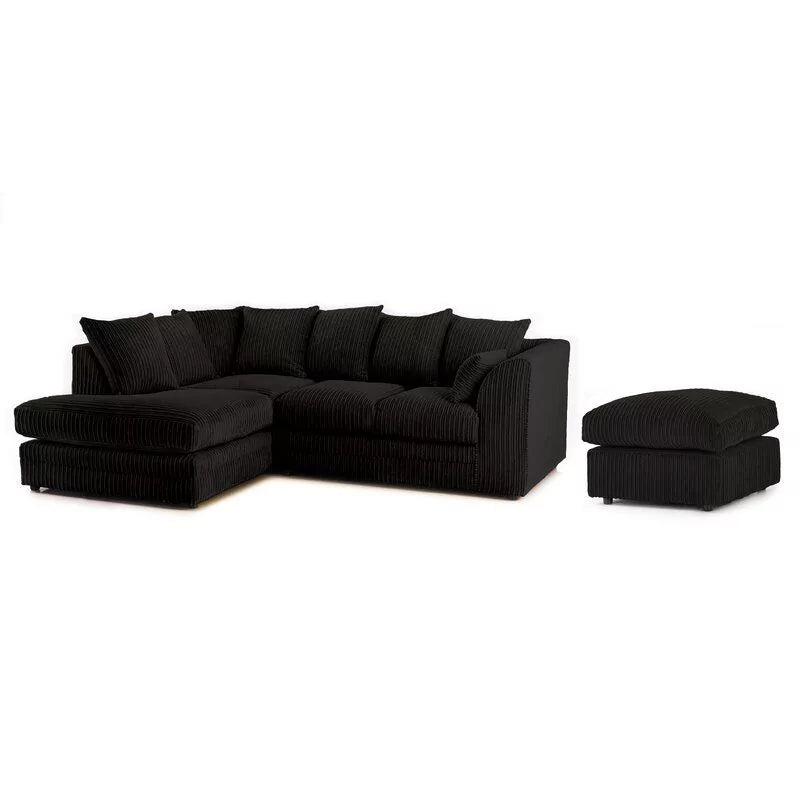 Mona Jumbo Cord Brown Corner Sofa with Footstool