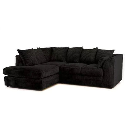 Mona Jumbo Cord Black Corner Sofa with Footstool