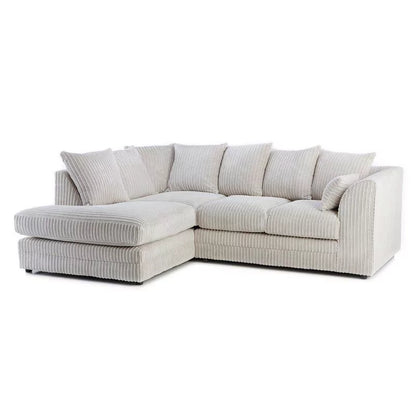 Mona Jumbo Cord Cream Corner Sofa with Footstool